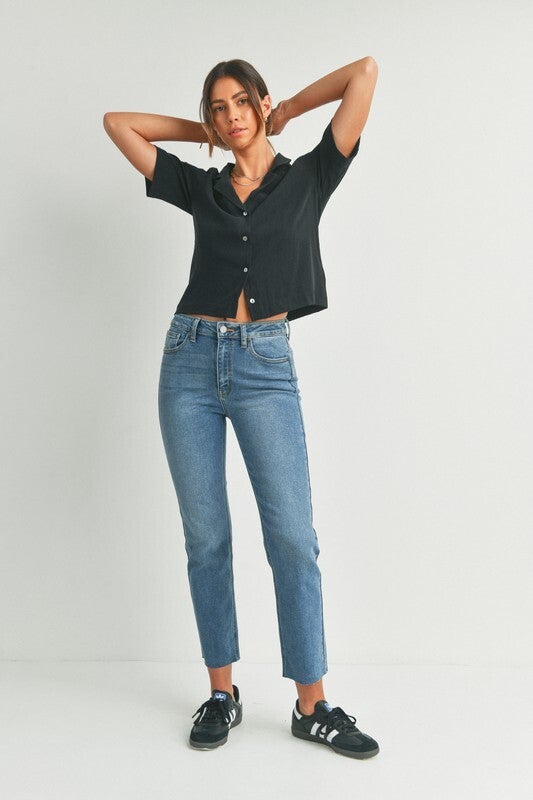 Cut off straight leg jeans online