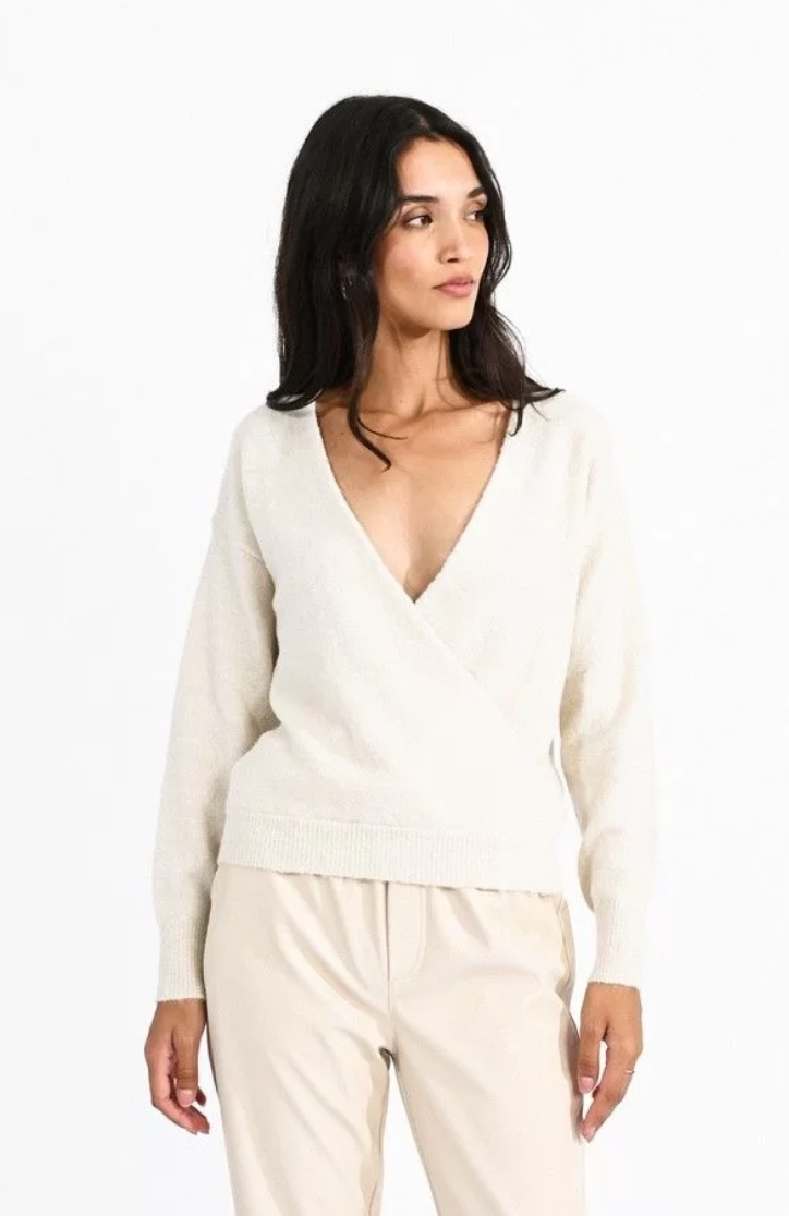 Cream wrap sweater store